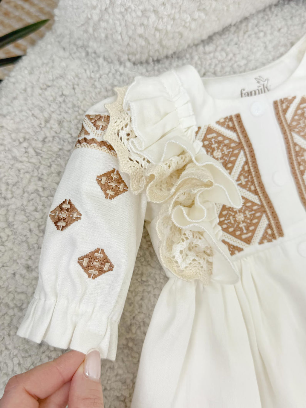 3-Piece Baby Girl Embroidered Dress and Pants Set