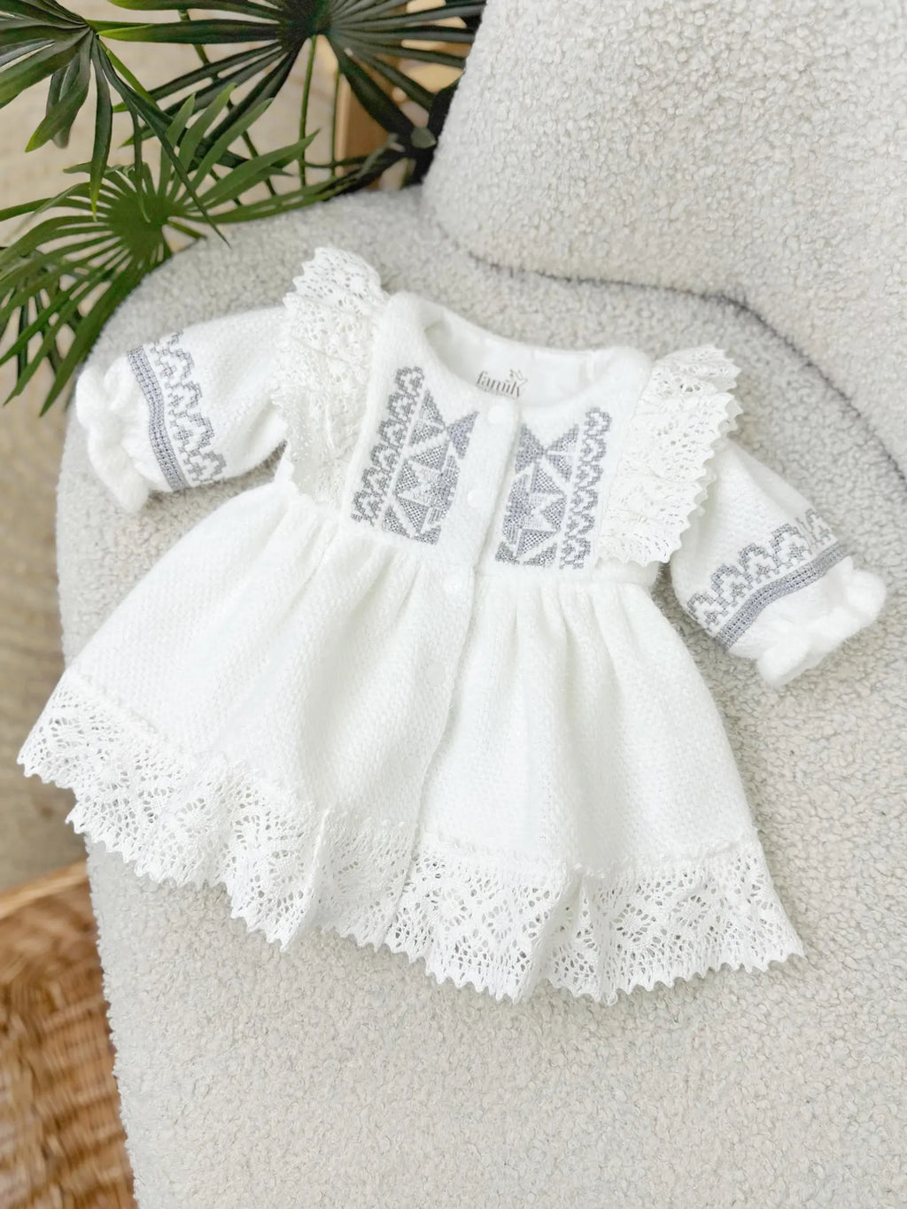 Baby Girl Knit Alpaca Dress Pants Hat and Socks Outfit Set