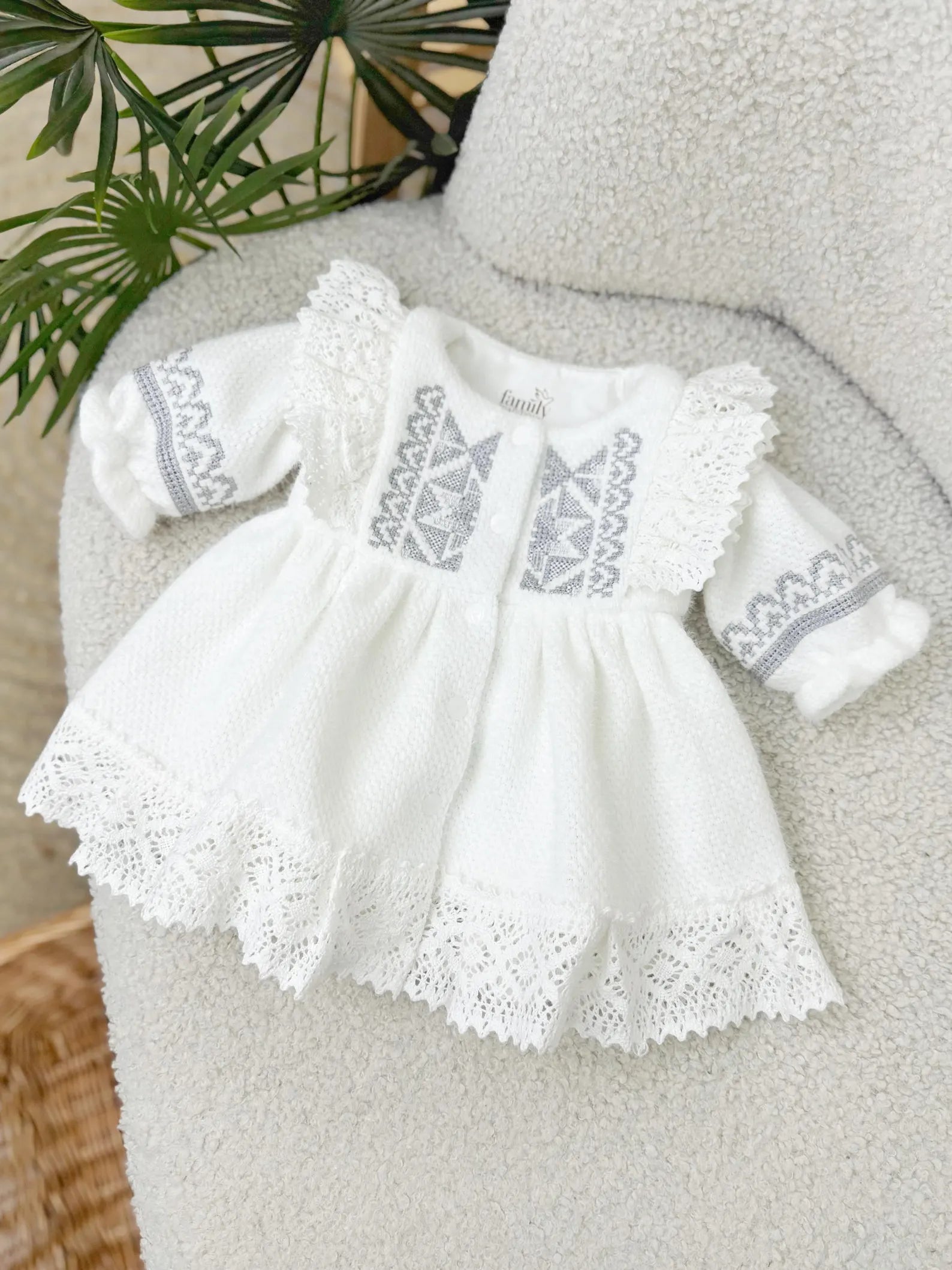 Baby Girl Knit Alpaca Dress Pants Hat and Socks Outfit Set