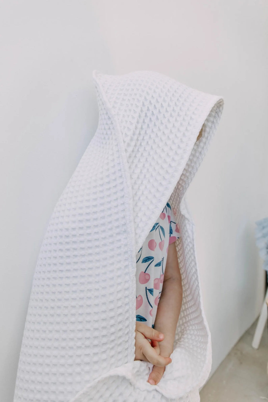Children's Waffle Hooded Towel in White