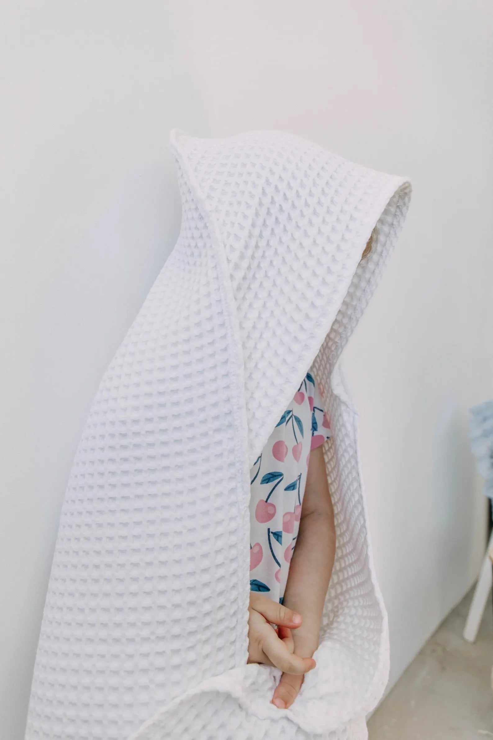 Children's Waffle Hooded Towel in White