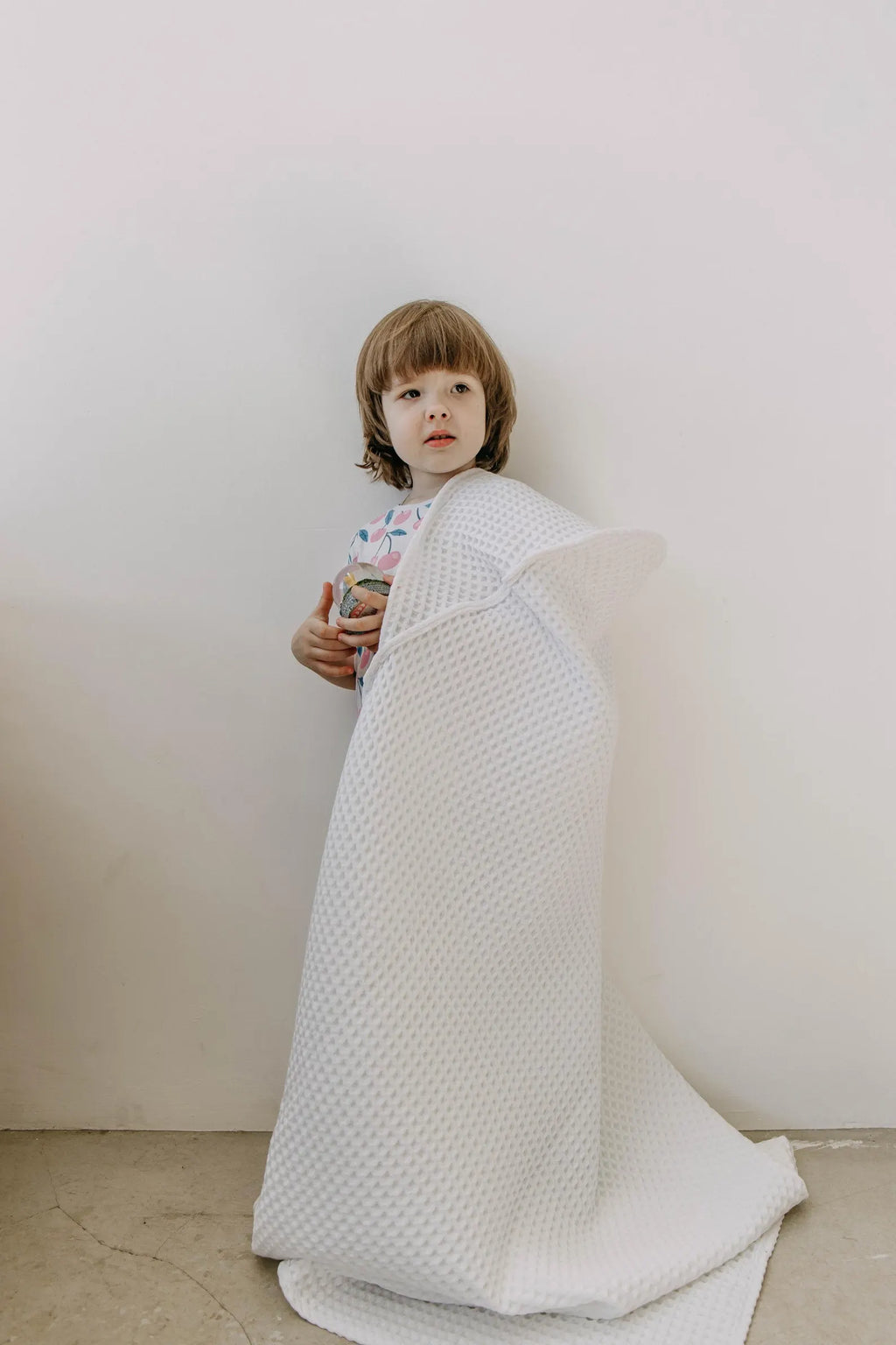 Children's Waffle Hooded Towel in White