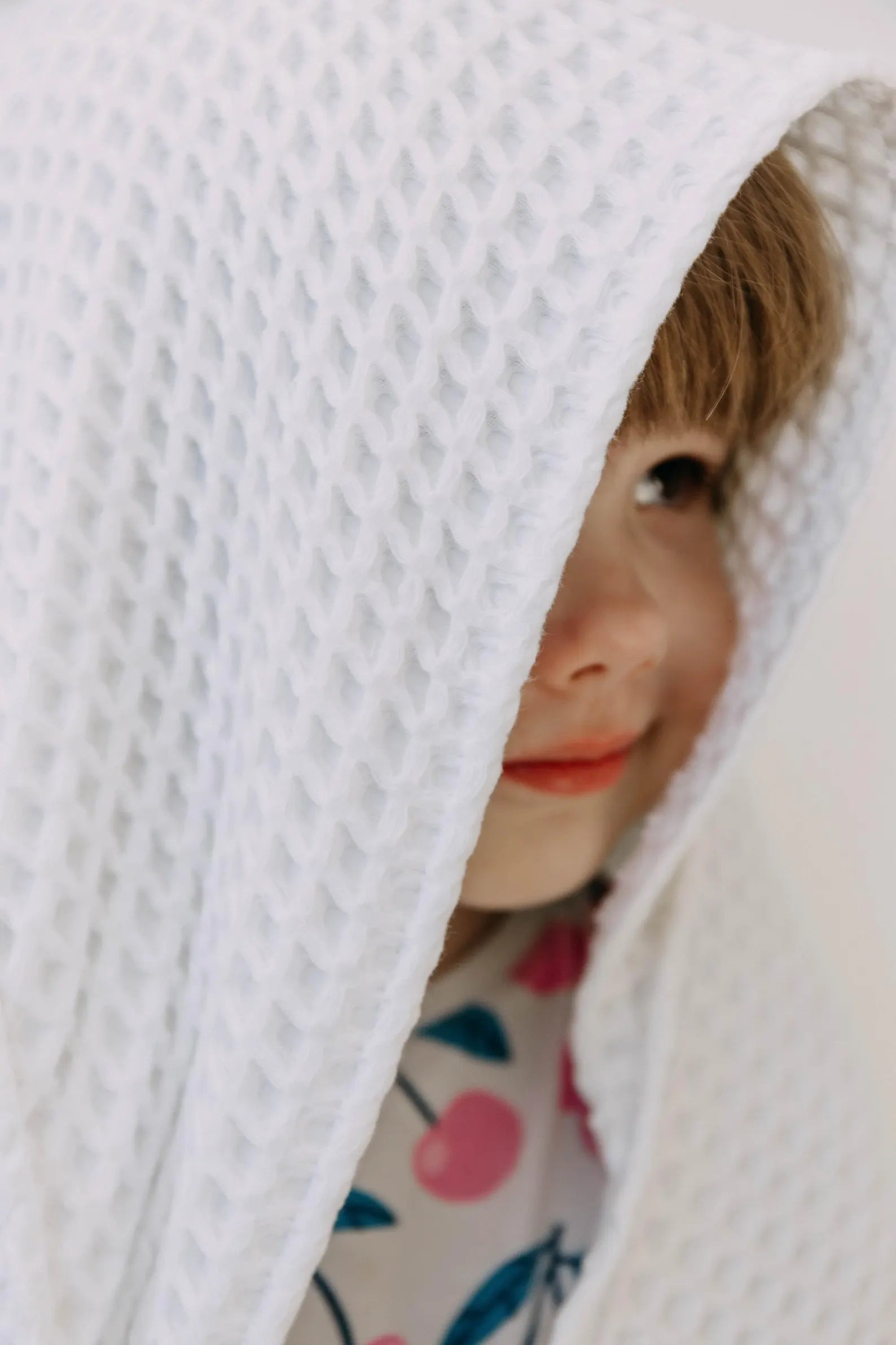 Children's Waffle Hooded Towel in White