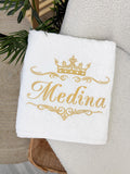 Custom Logo Personalized White Hotel Bath Towel with Embroidery