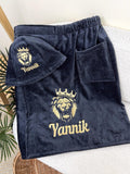 Custom Embroidered Men's Sauna Kilt and Hat Set with Personalized Name