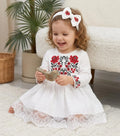 Embroidered Poppy Muslin Baby Dress and Headband Set