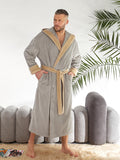 Men's Hooded Terry Cloth Bathrobe – 100% Cotton Long Plush Spa Robe with Pockets