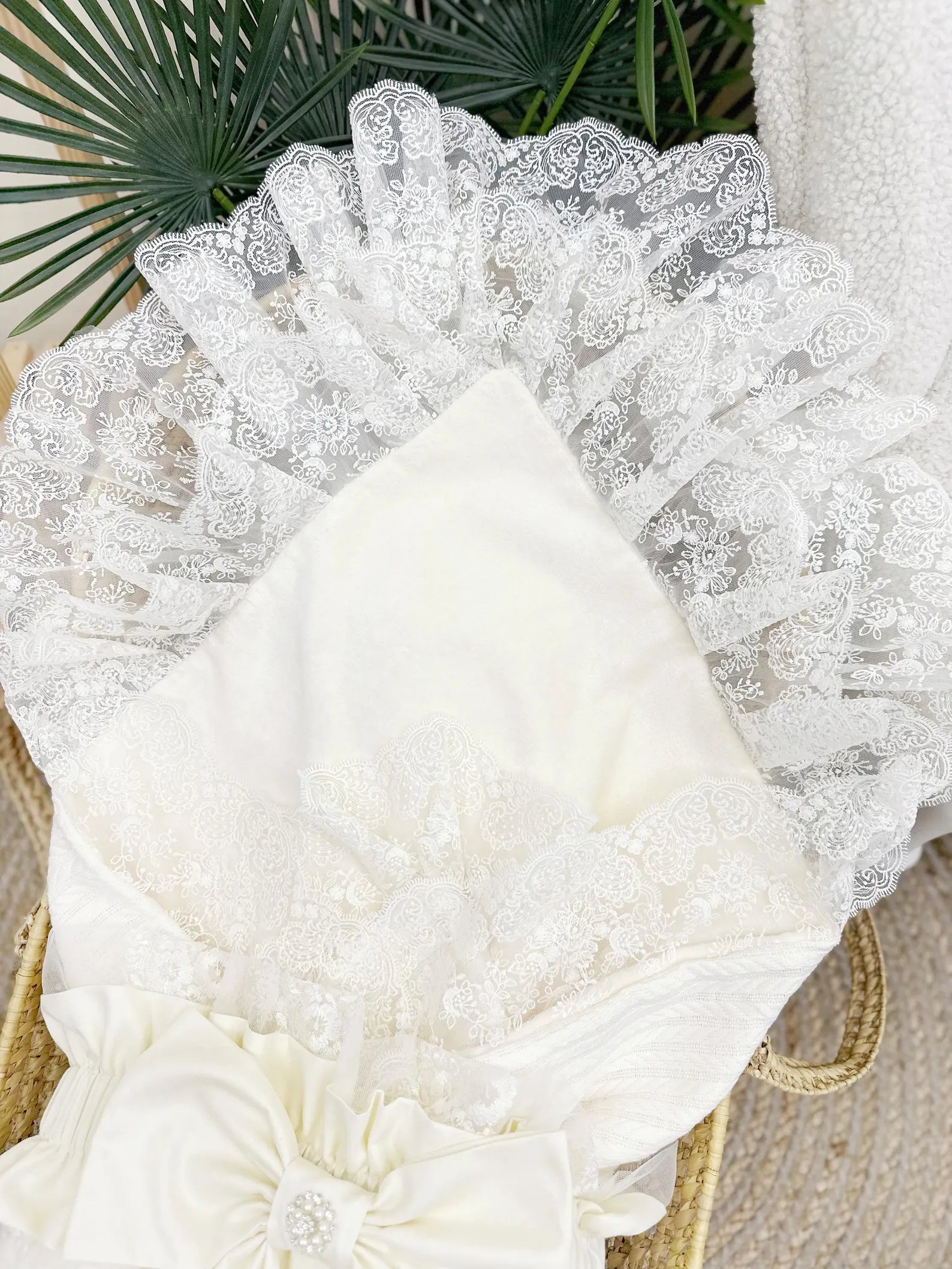 Handmade Lace Newborn Baby Discharge Envelope and Swaddle Blanket