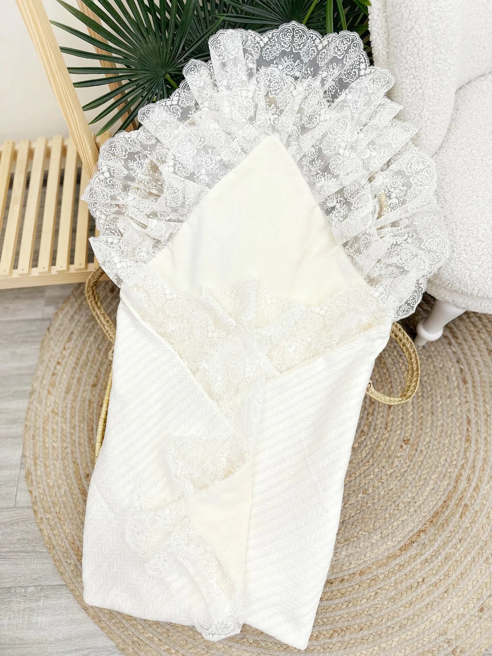 Handmade Lace Newborn Baby Discharge Envelope and Swaddle Blanket