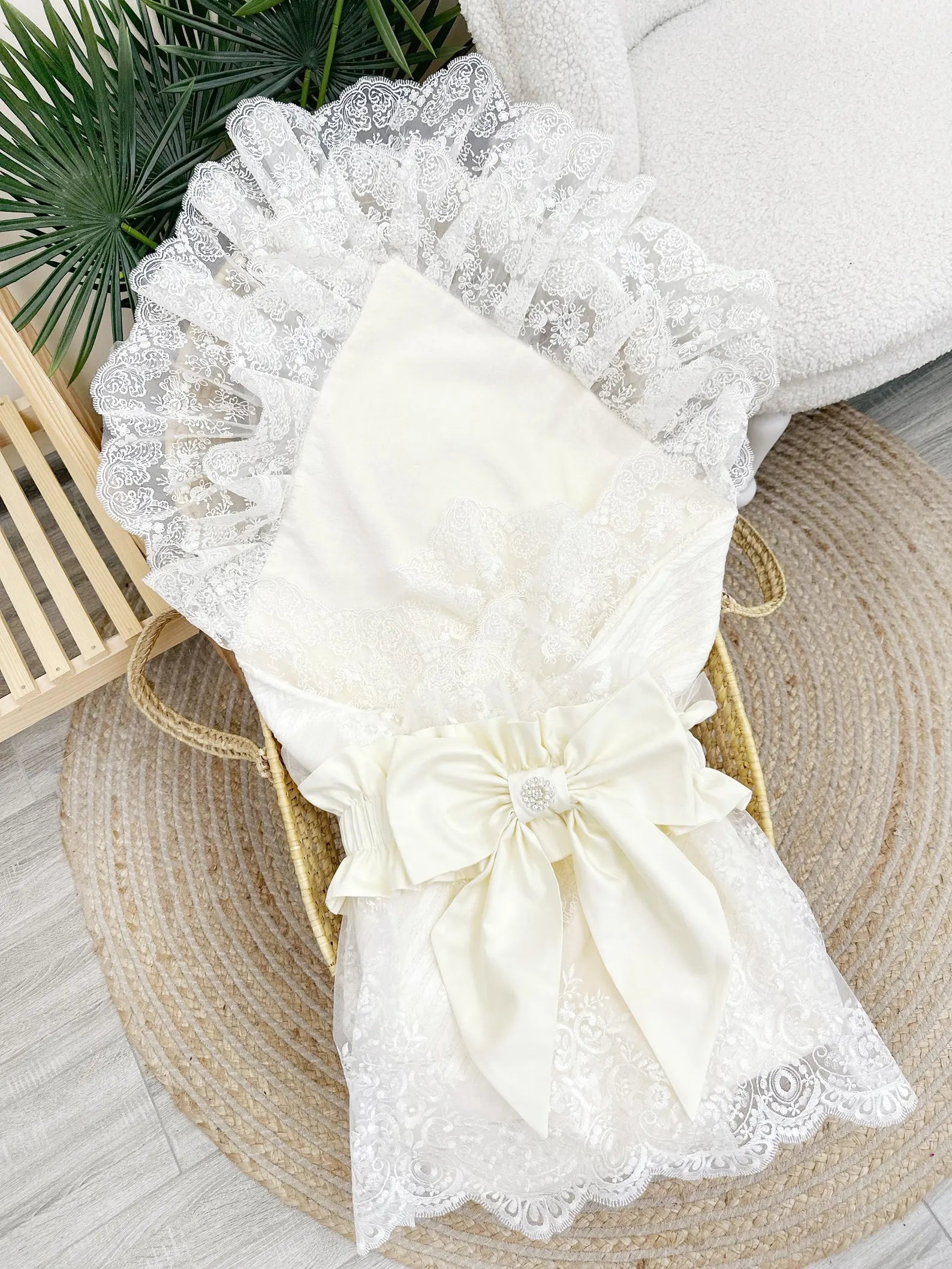 Handmade Lace Newborn Baby Discharge Envelope and Swaddle Blanket