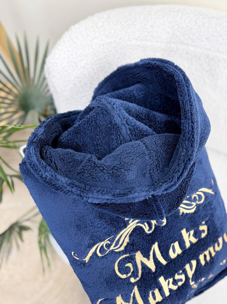 Men's Hooded Terry Cloth Bathrobe – 100% Cotton Long Plush Spa Robe with Pockets