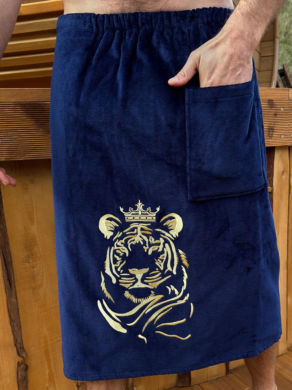 Men's Cotton Terry Sauna Kilt & Hat Set with Pocket