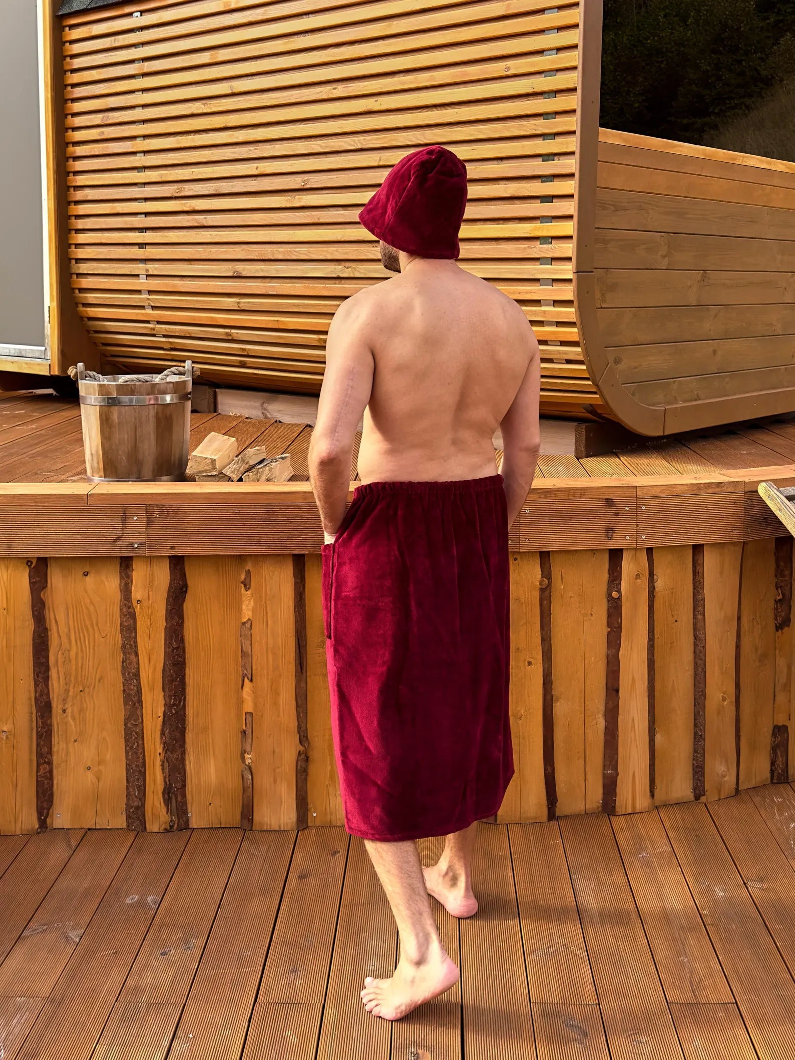 Men's Cotton Terry Spa Bath Kilt and Sauna Hat Set