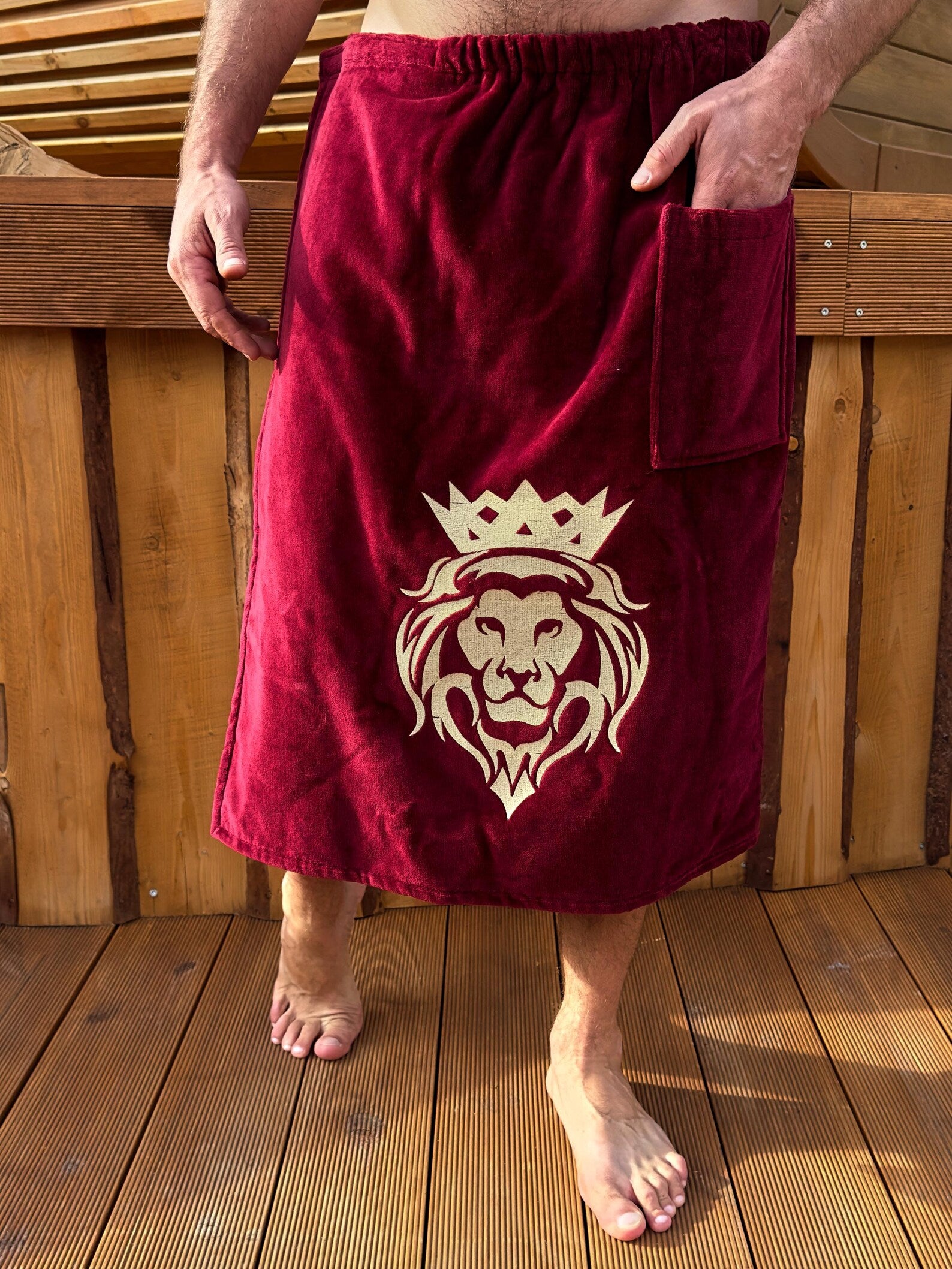 Men's Cotton Terry Spa Bath Kilt and Sauna Hat Set
