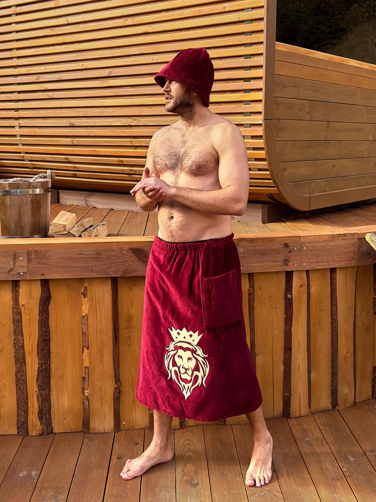 Men's Cotton Terry Spa Bath Kilt and Sauna Hat Set