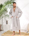Men's Hooded Waffle Cotton Bathrobe and Spa Lounge Robe