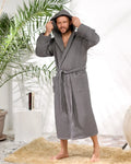 Men's Hooded Waffle Cotton Bathrobe and Spa Lounge Robe