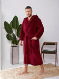 Mens Velsoft Hooded Bathrobe in Plush Polyester Fabric