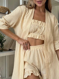 3-Piece Muslin Cotton Pajama and Loungewear Set