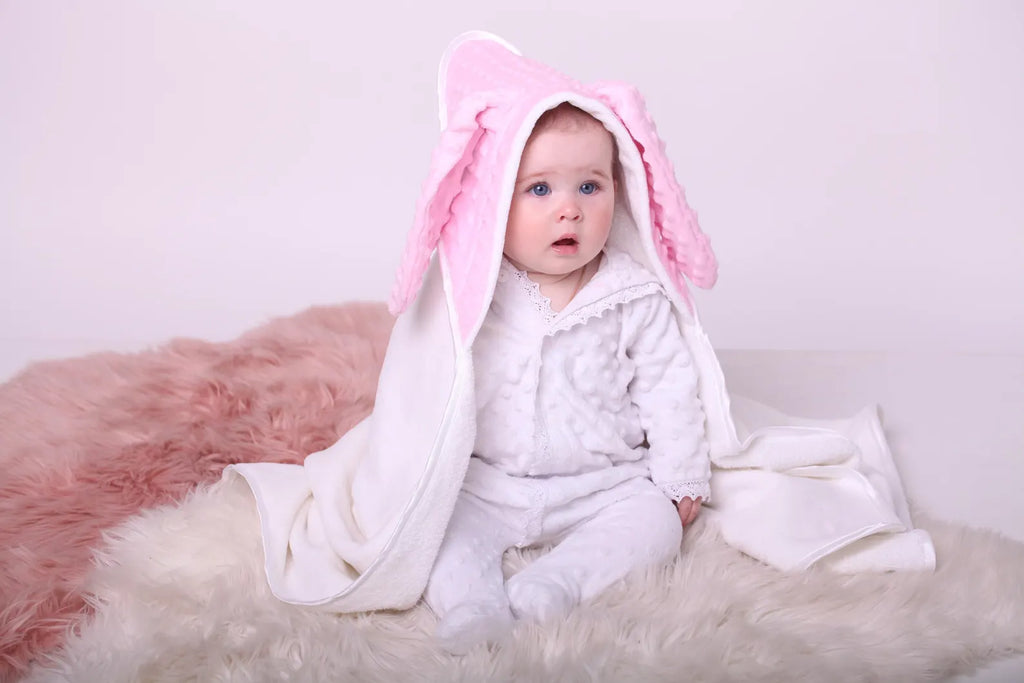 Personalized Baby Hooded Towel – Soft Velour Cotton with Minky Plush Hood