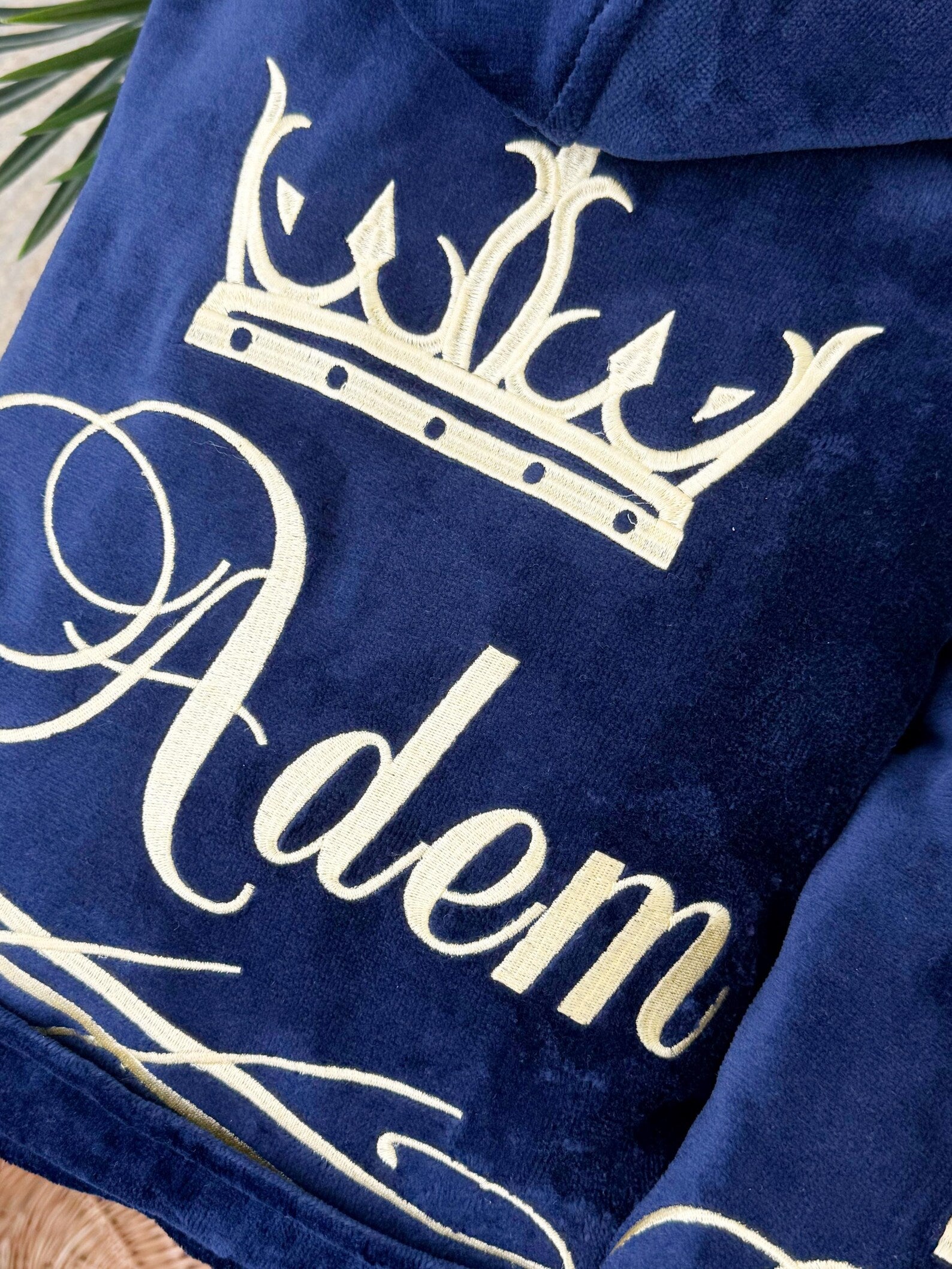Personalized Couple Velour Terry Cotton Bathrobe with Custom Embroidery