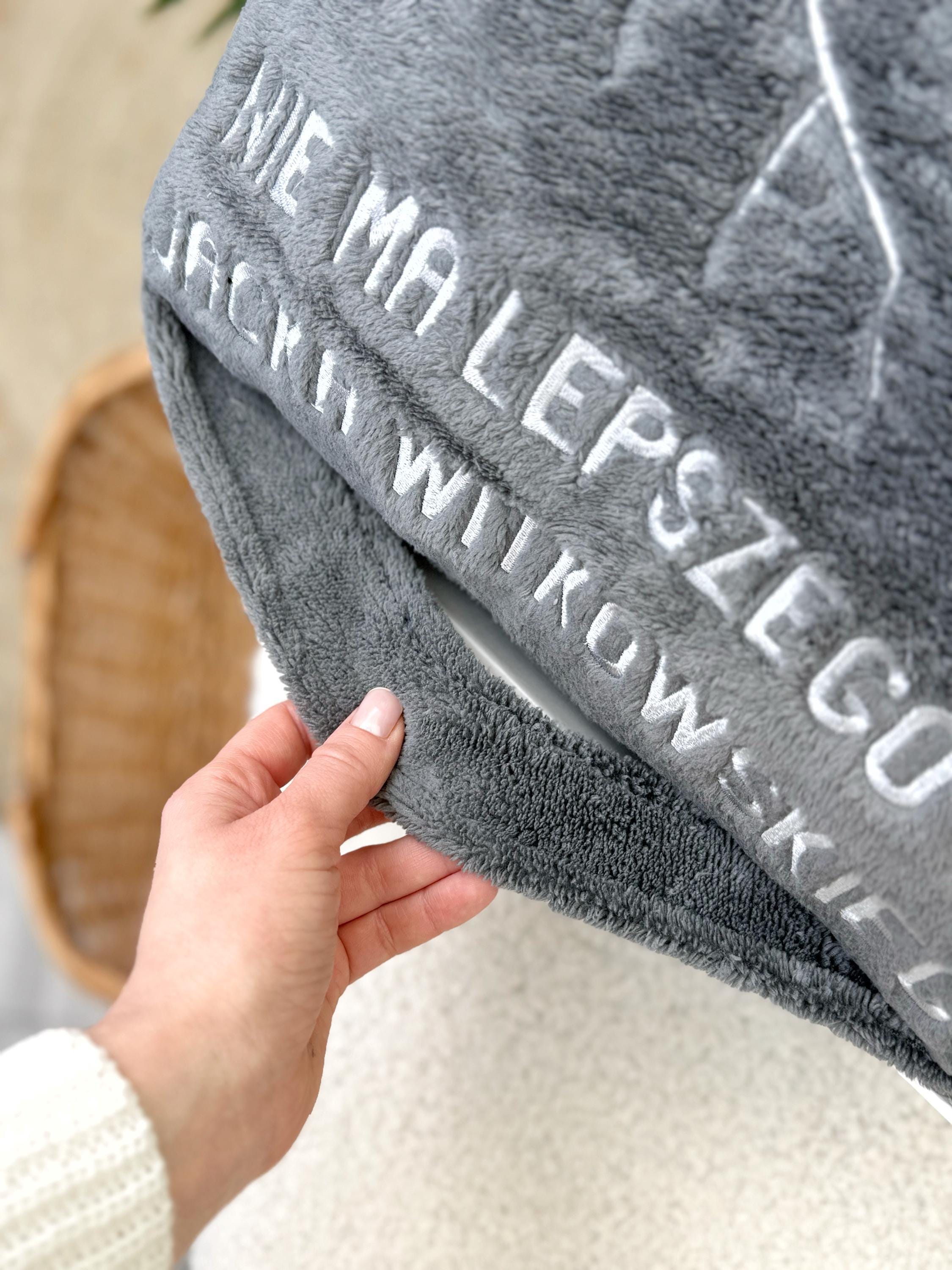 Personalized Gray Plush Hooded Bathrobe for Men with Custom Embroidery