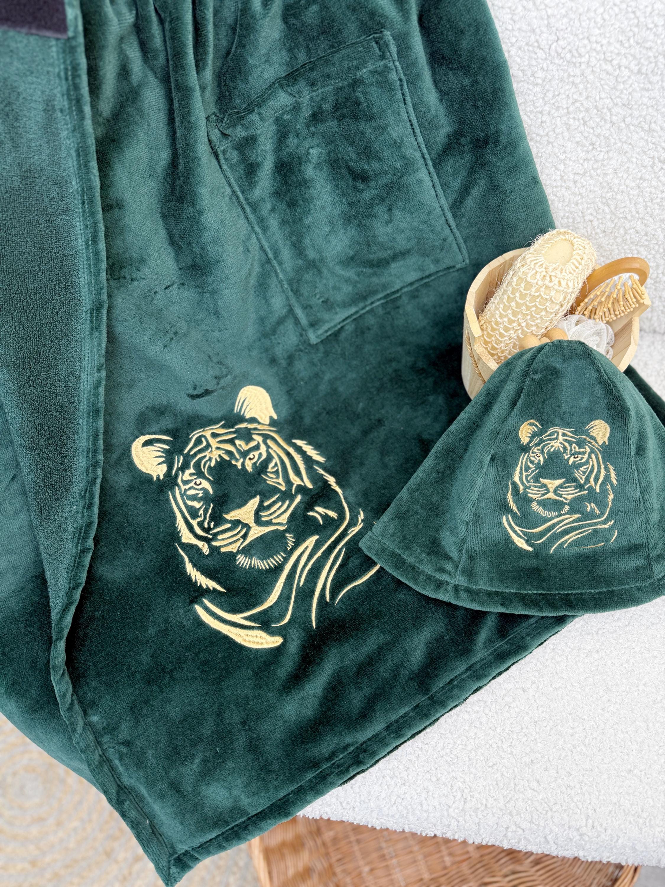 Personalized Men's Sauna Towel Wrap and Hat Set with Custom Embroidery