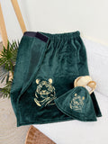 Personalized Men's Sauna Towel Wrap and Hat Set with Custom Embroidery