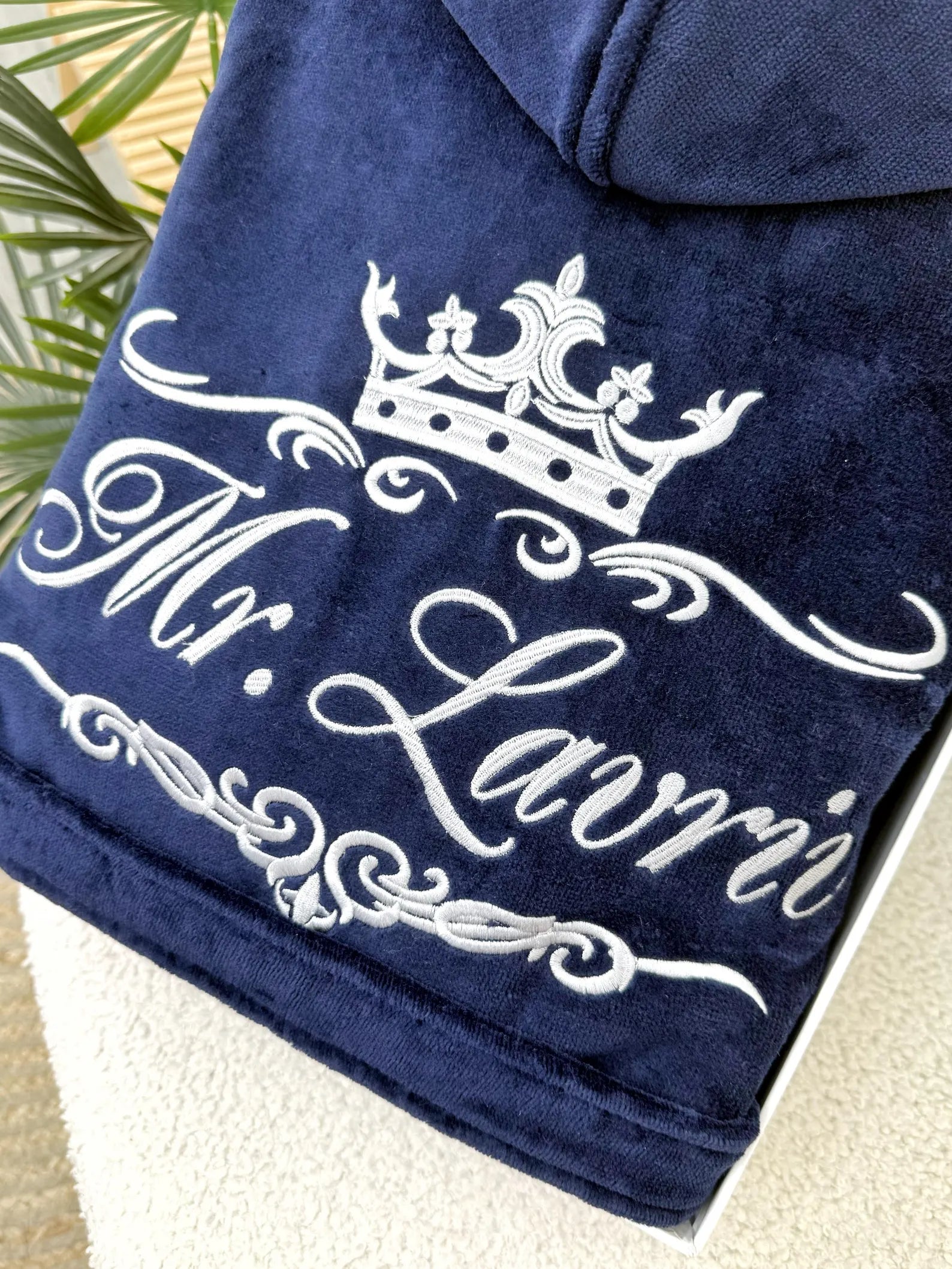 Personalized Men's Velour Cotton Bathrobe with Free Embroidery
