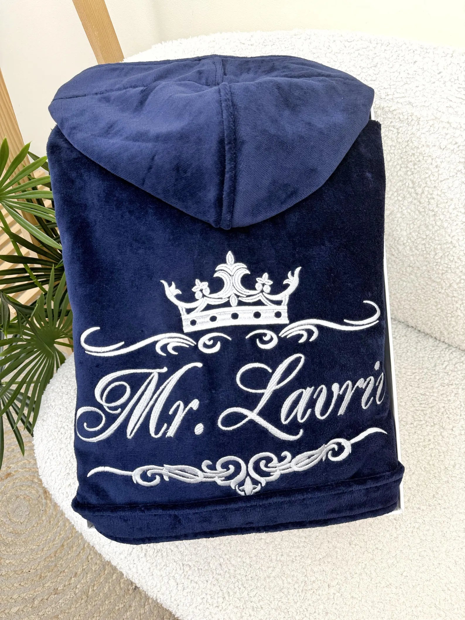 Personalized Men's Velour Cotton Bathrobe with Free Embroidery