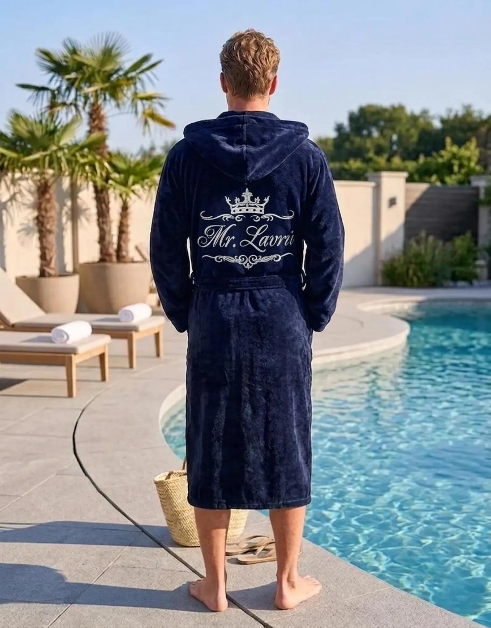 Personalized Men's Velour Cotton Bathrobe with Free Embroidery
