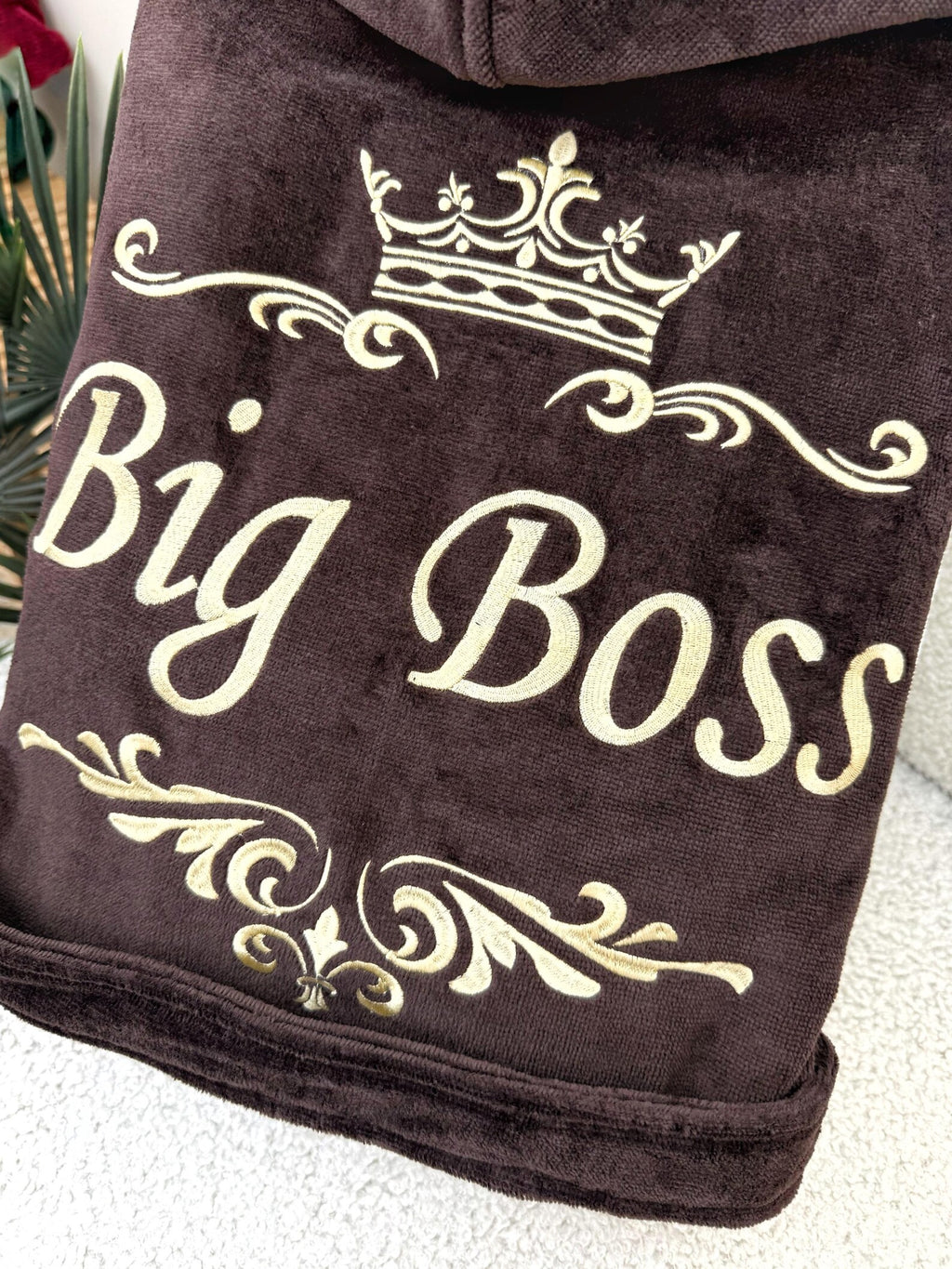 Personalized Mens Velour Terry Cotton Bathrobe with Custom Embroidery
