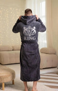 Personalized Men's Velour Terry Cotton Bathrobe with Custom Embroidery