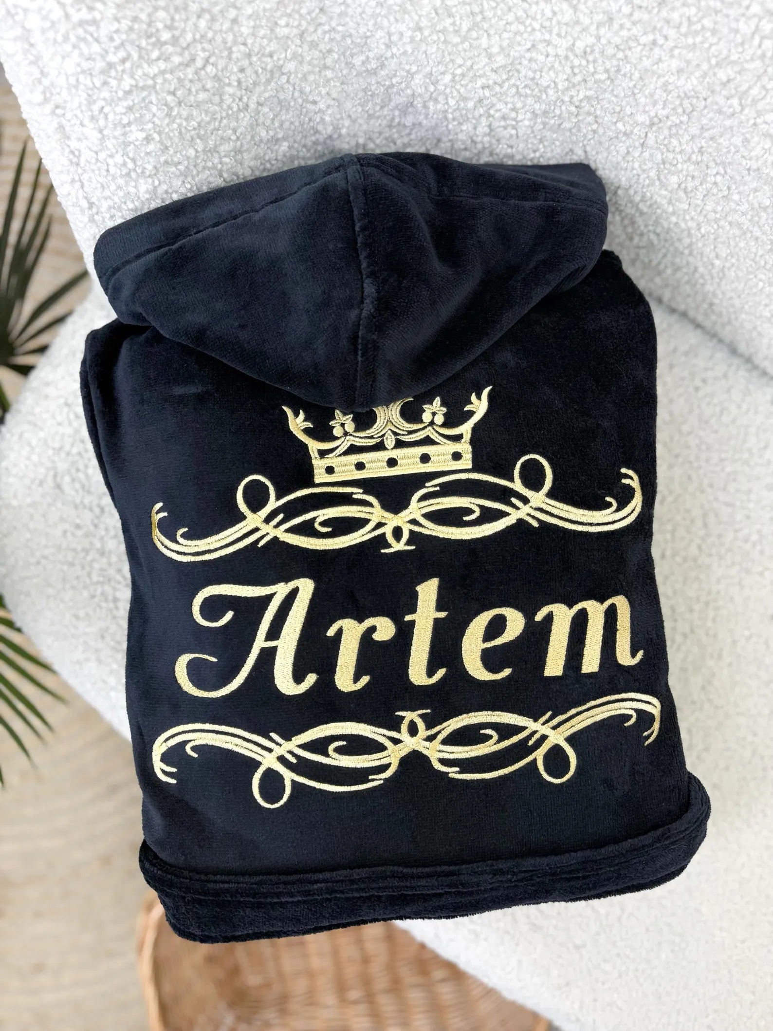 Personalized Men's Velour Terry Cotton Bathrobe with Free Embroidery