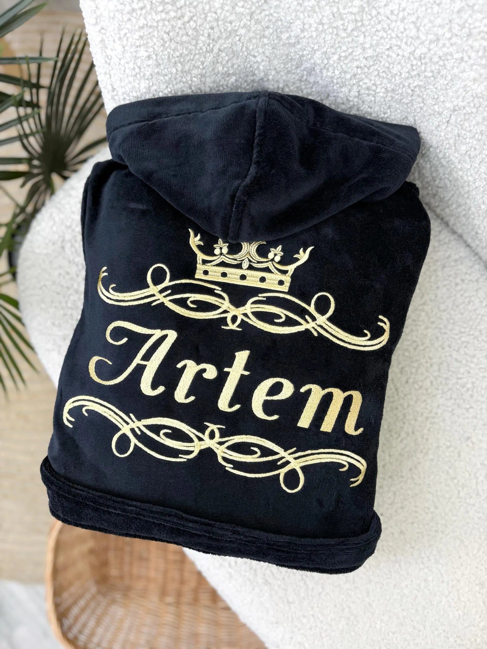 Personalized Men's Velour Terry Cotton Bathrobe with Free Embroidery