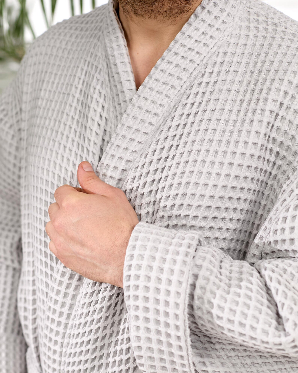 Personalized Men's Waffle Cotton Bathrobe and Spa Lounge Robe