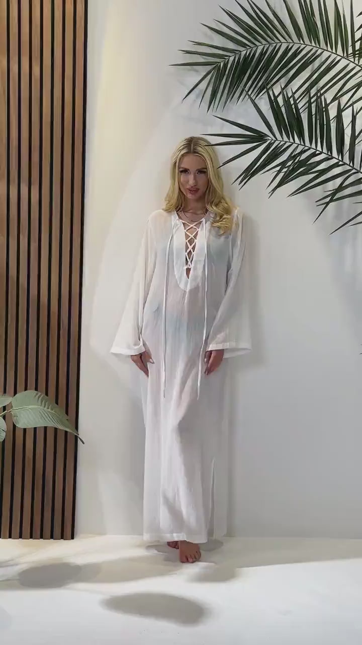 Women's Cotton Muslin Beach Tunic and Swimwear Cover-Up
