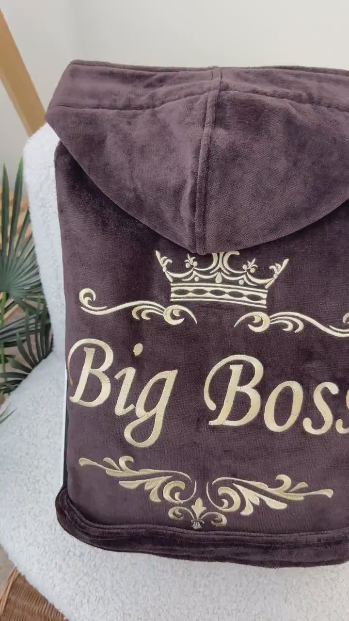 Personalized Mens Velour Terry Cotton Bathrobe with Custom Embroidery