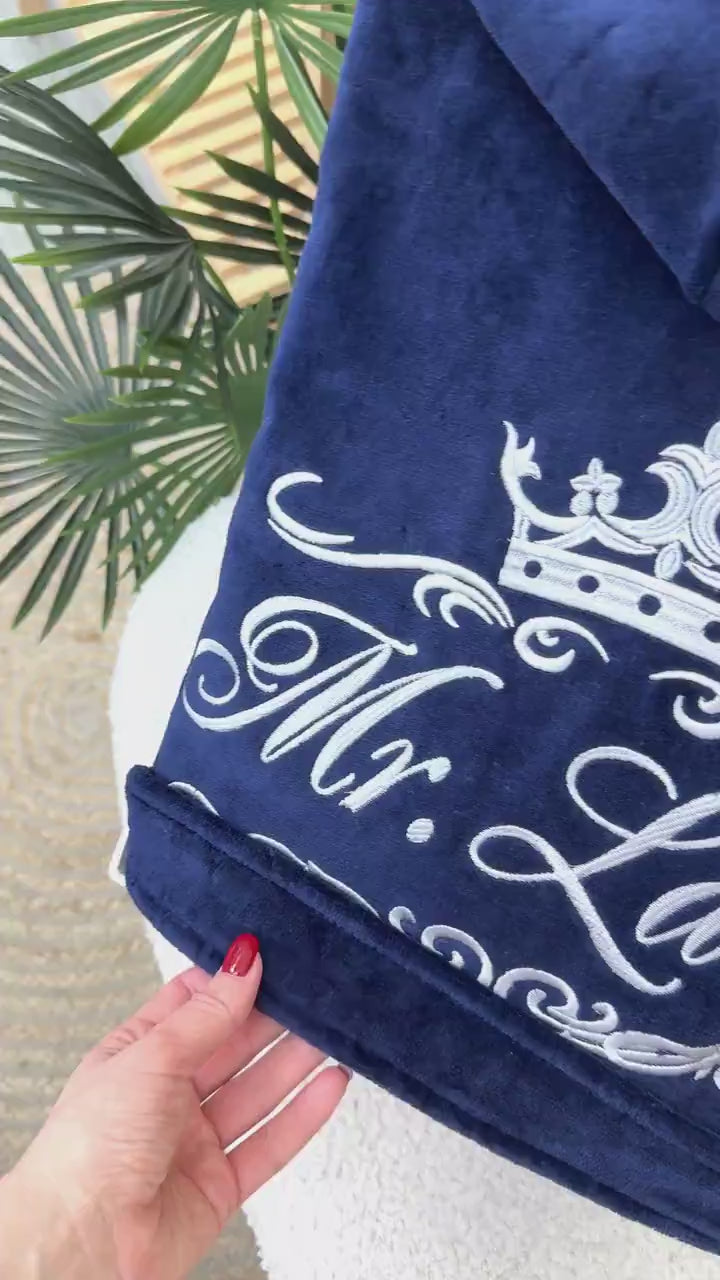 Personalized Men's Velour Cotton Bathrobe with Free Embroidery