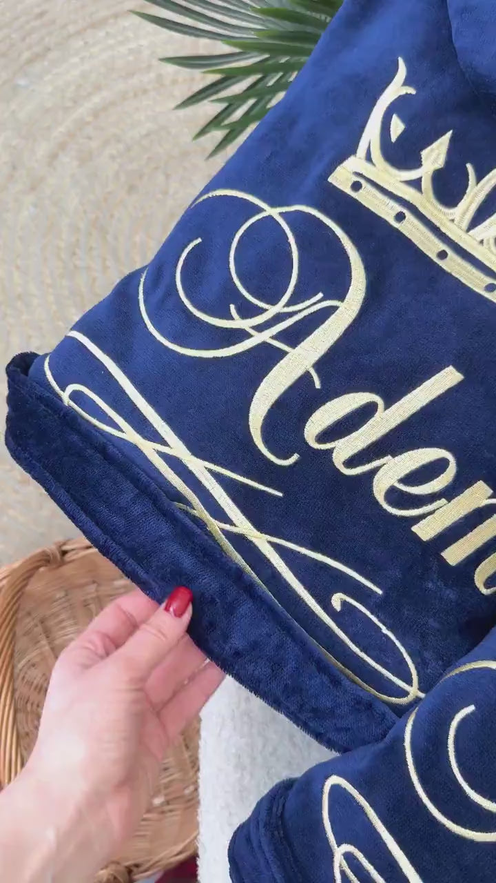 Personalized Couple Velour Terry Cotton Bathrobe with Custom Embroidery