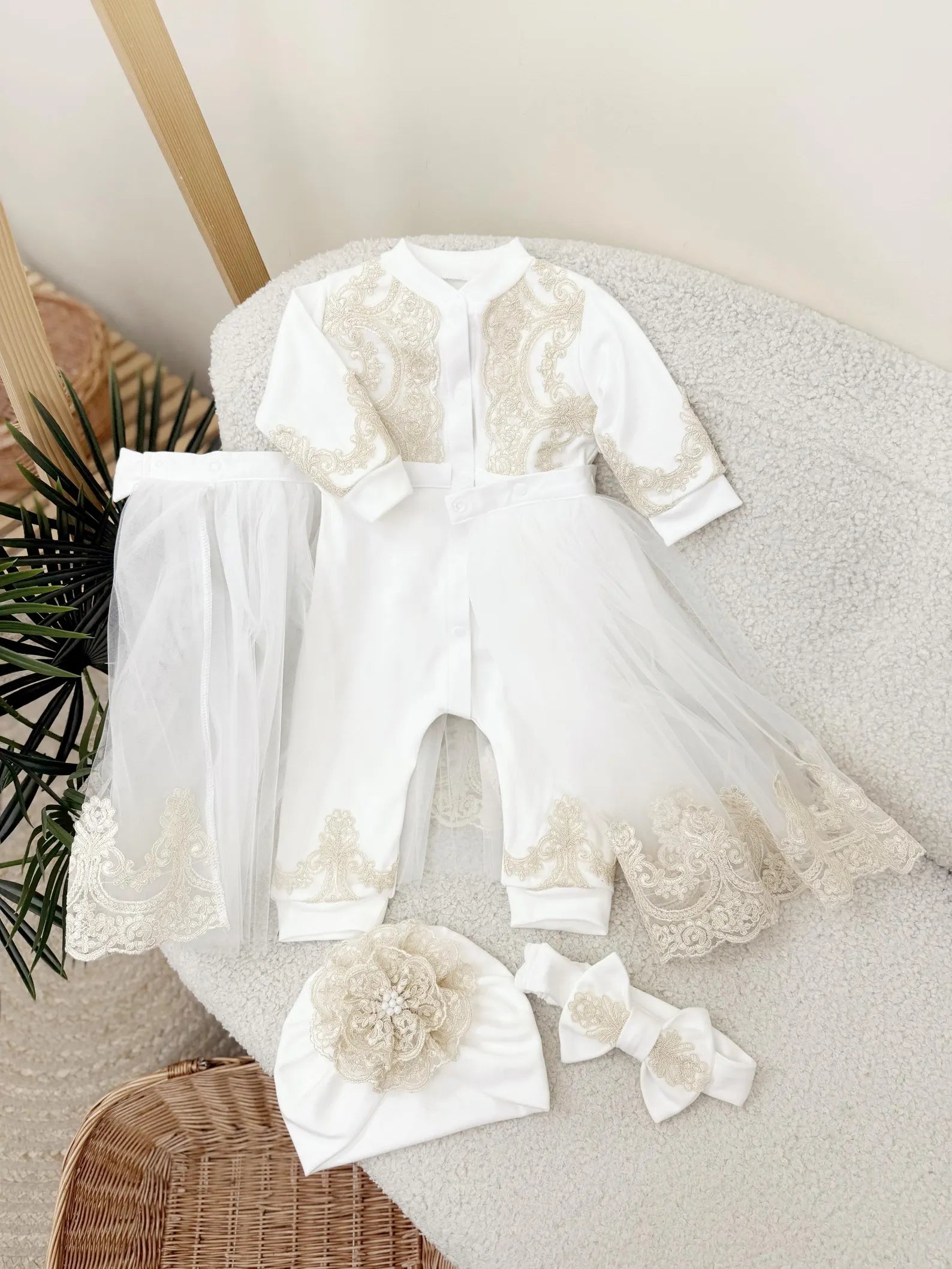 Royal Lace White Ceremony Set and Baby Girl Christening Outfit