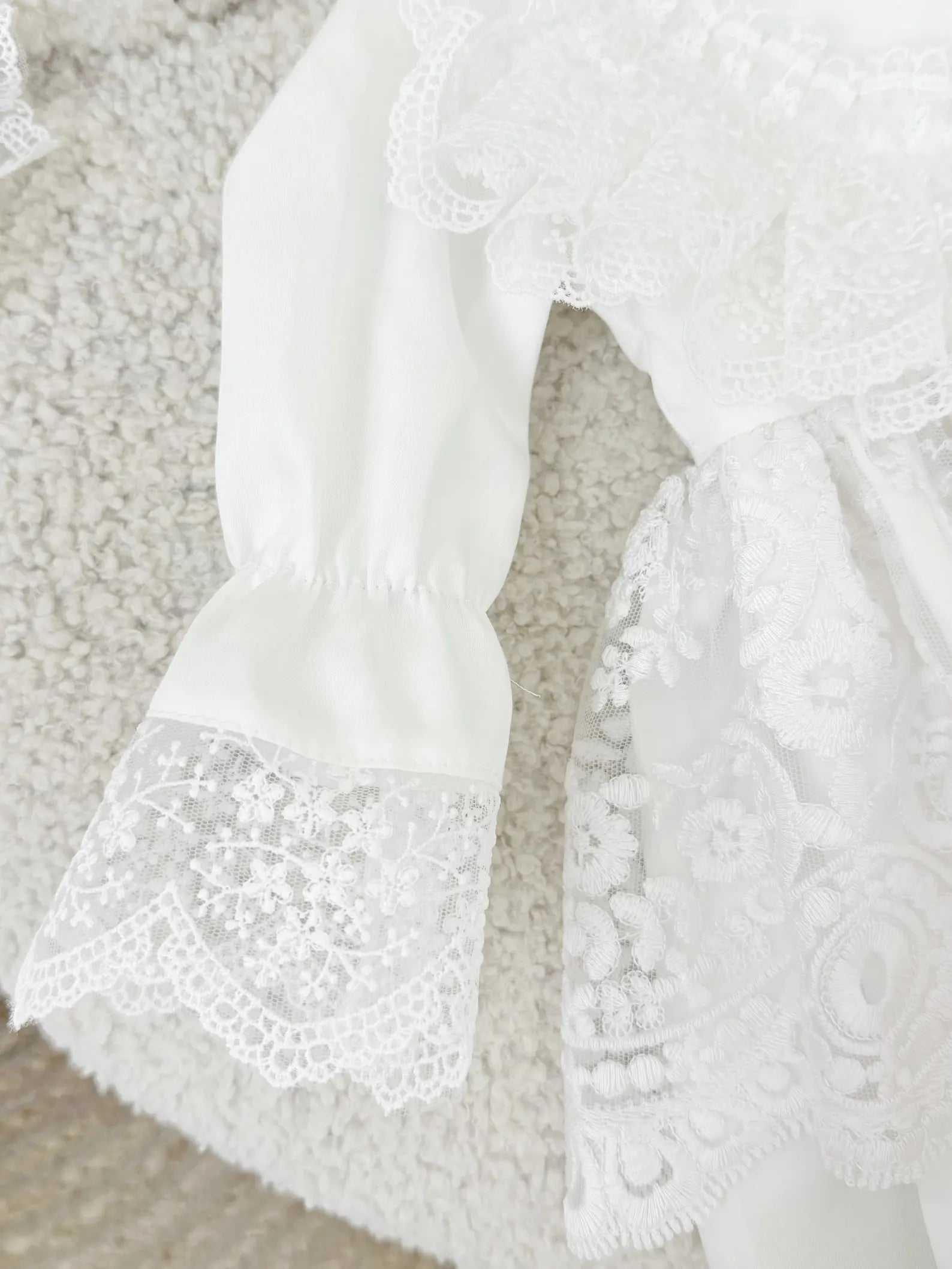 Royal White Cotton Satin Baby Girl Christening Dress and Turban Set