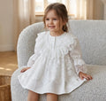 Royal White Cotton Satin Baby Girl Christening Dress and Turban Set