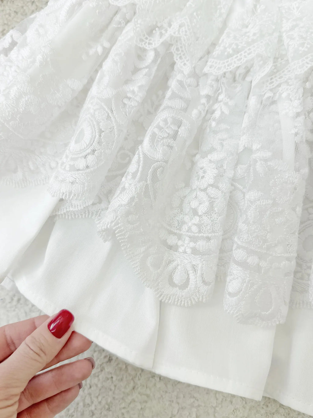 Royal White Cotton Satin Baby Girl Christening Dress and Turban Set