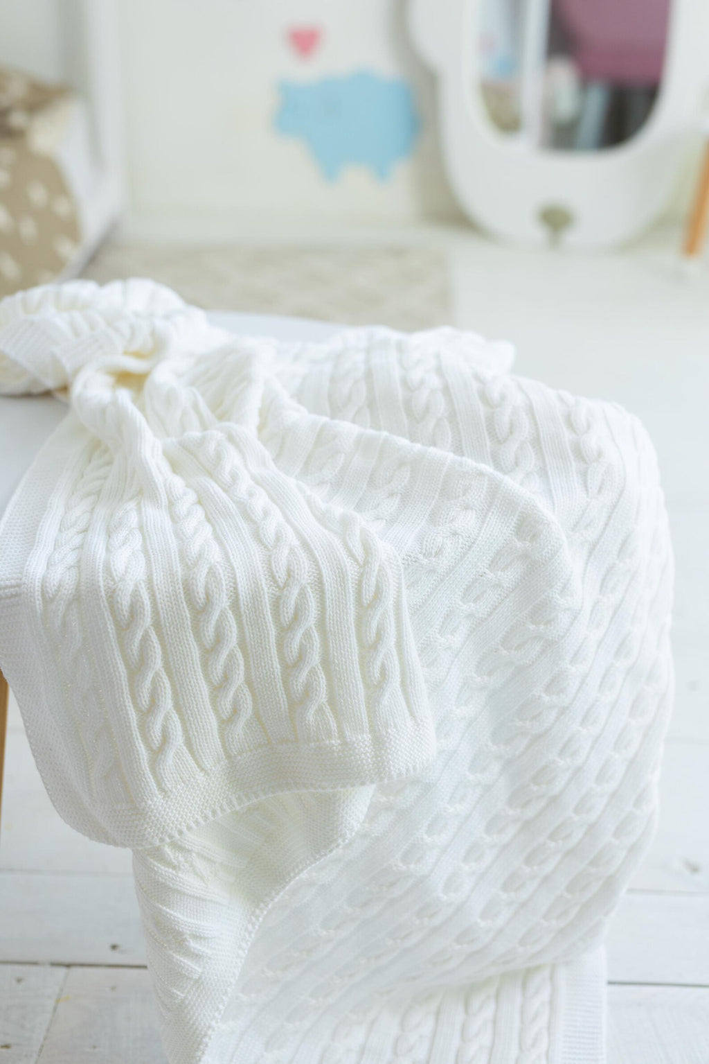 Soft Cotton Knit Baby Blanket and Lightweight Nursery Throw