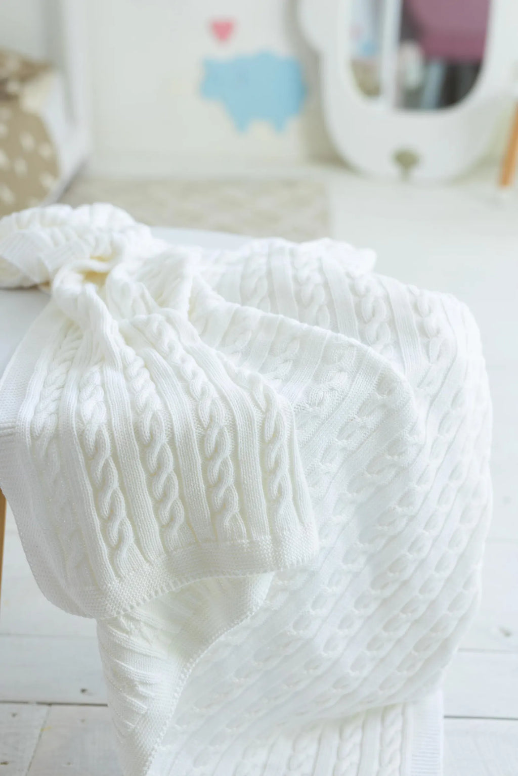 Soft Cotton Knit Baby Blanket and Lightweight Nursery Throw