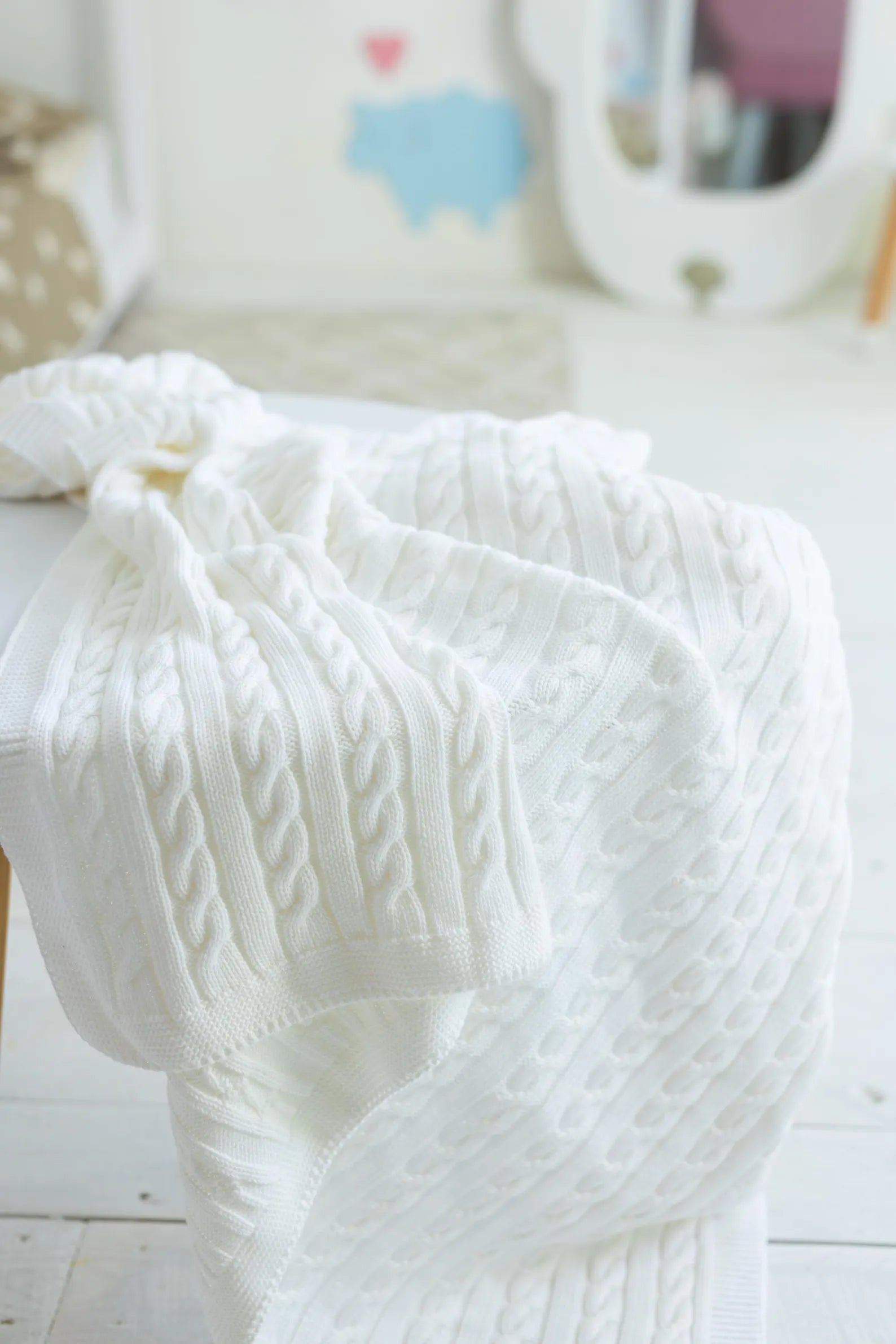 Soft Cotton Knit Baby Blanket and Lightweight Nursery Throw