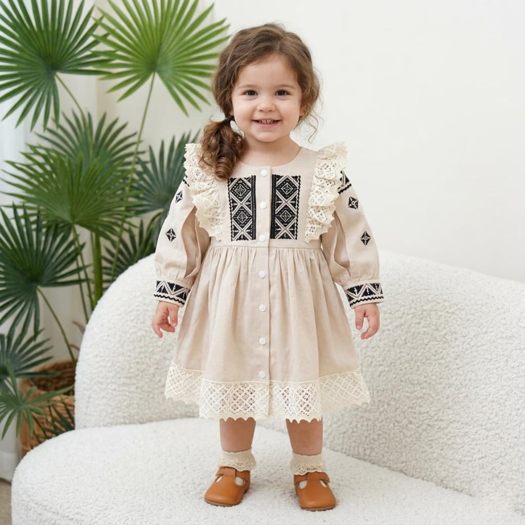 Traditional Black Embroidered Baby Girl Vyshyvanka Dress