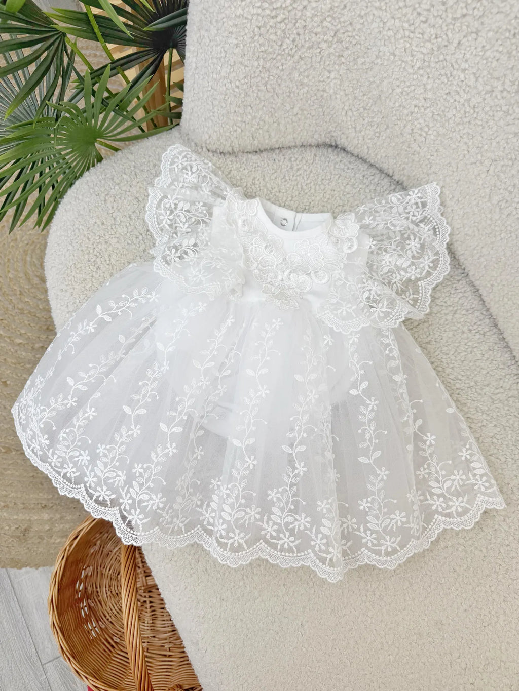 White Lace Ceremony Bodysuit Dress and Headband Set