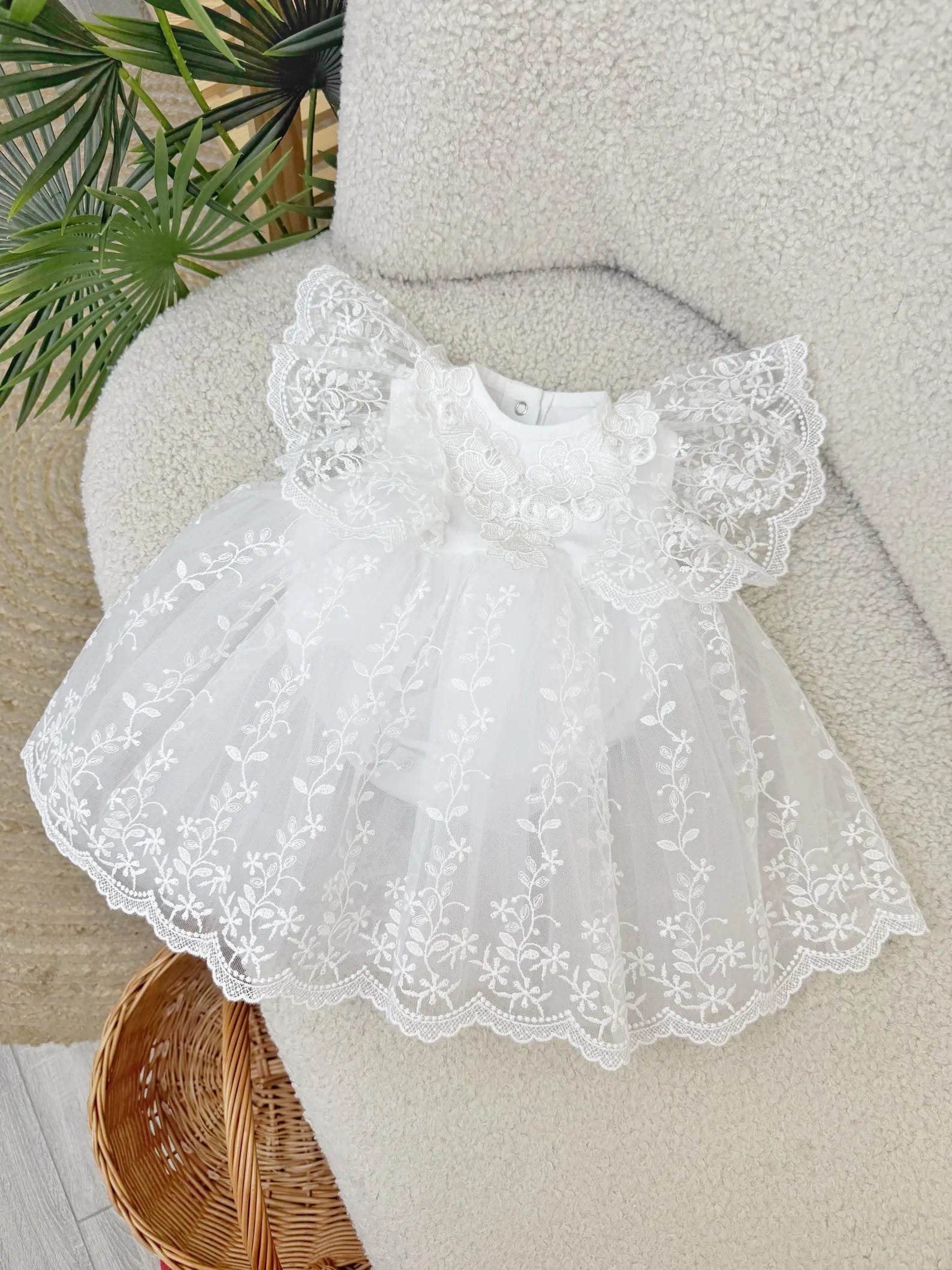 White Lace Ceremony Bodysuit Dress and Headband Set